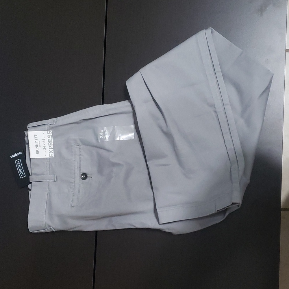 NWT Express mens pants grey 34x34 skinny fit
